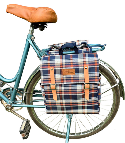 DOUBLE -Plaid Brown Waterproof Pannier