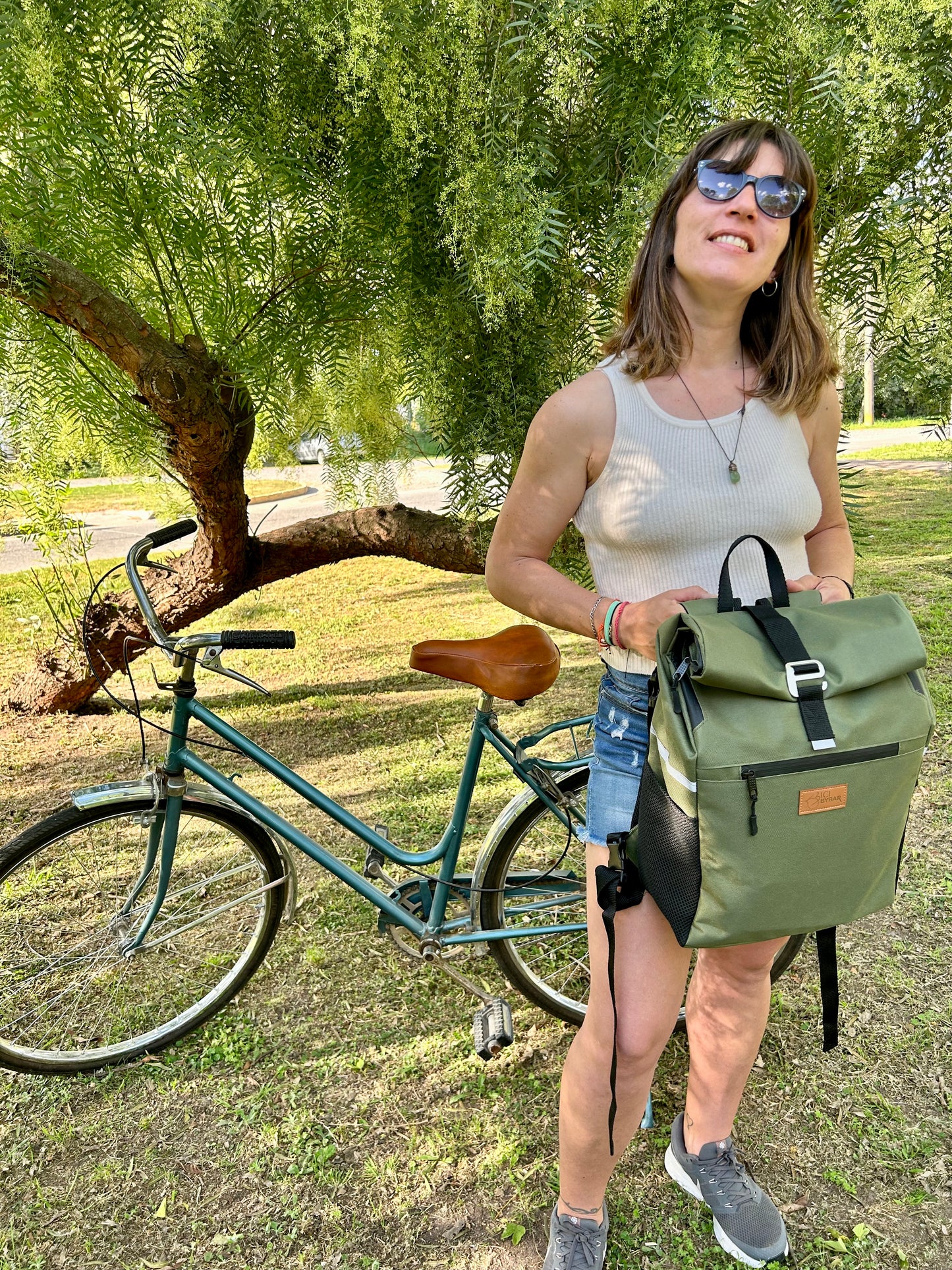 ROLL TOP - Waterproof backpack pannier green