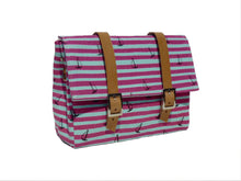 Load image into Gallery viewer, Pink stripes canvas and leather bicycle bag
