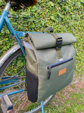 Load image into Gallery viewer, ROLL TOP - Waterproof backpack pannier green side picture
