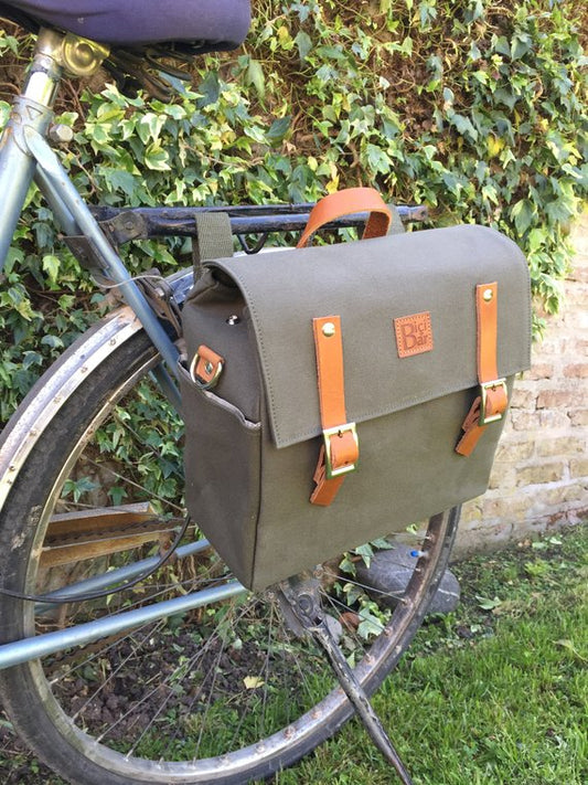 HOWARD - Green Pannier in canvas and leather