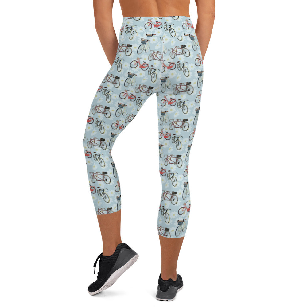 Vintage Bicycles Yoga Capri Leggings