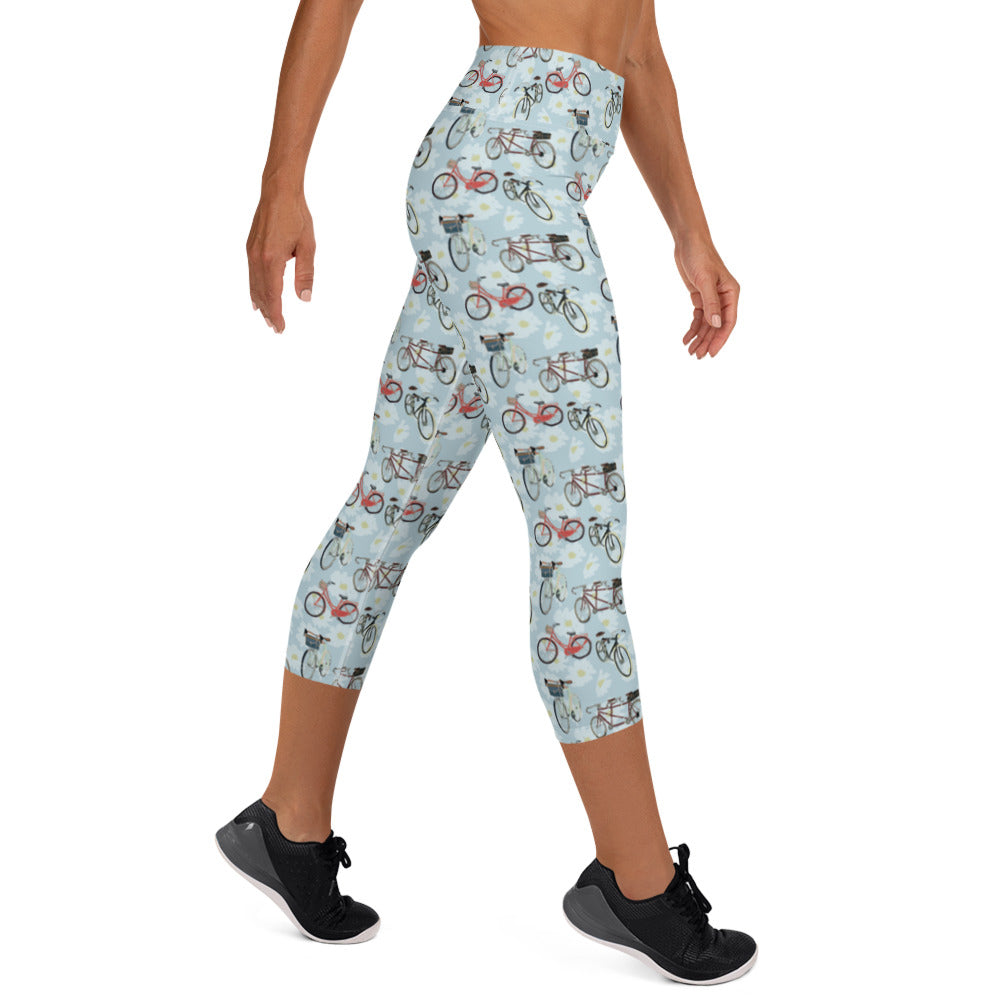 Vintage Bicycles Yoga Capri Leggings