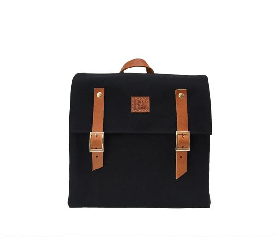 HOWARD - Pannier in canvas and leather Black