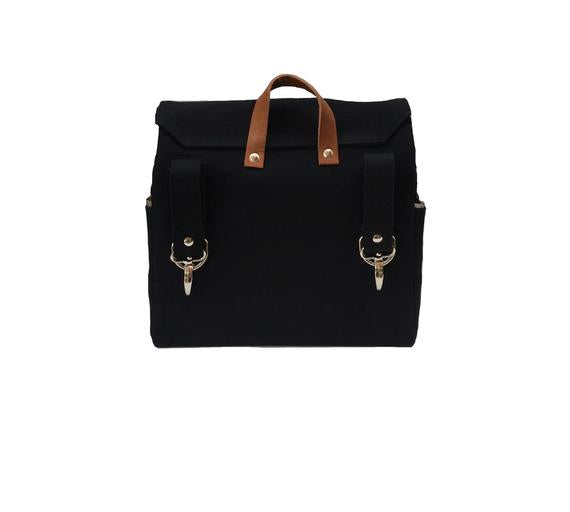 HOWARD - Pannier in canvas and leather Black